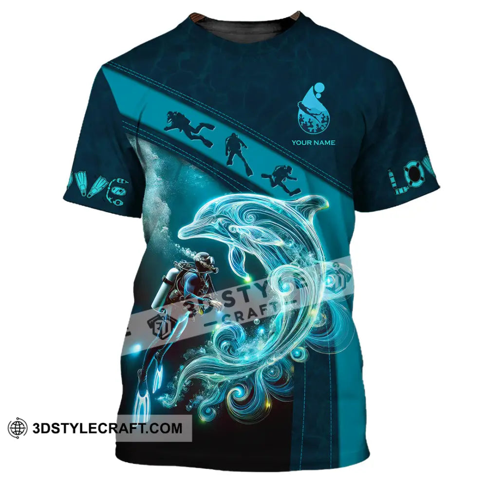 Unisex Shirt Custom Name Diving Lover Gift T-Shirt / S T-Shirt