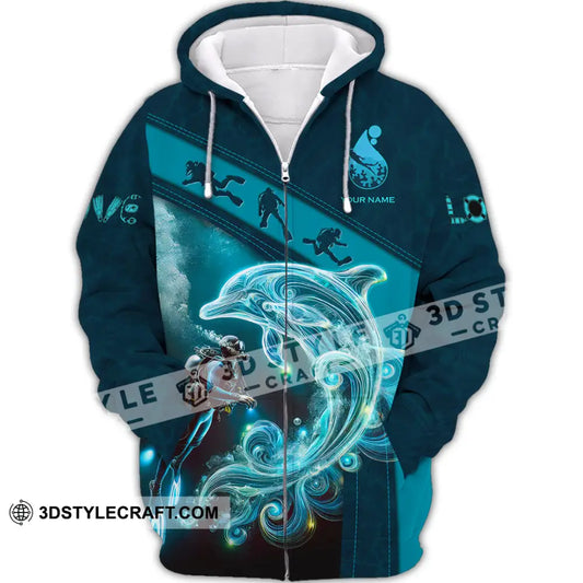 Unisex Shirt Custom Name Diving Lover Gift Zipper Hoodie / S T-Shirt