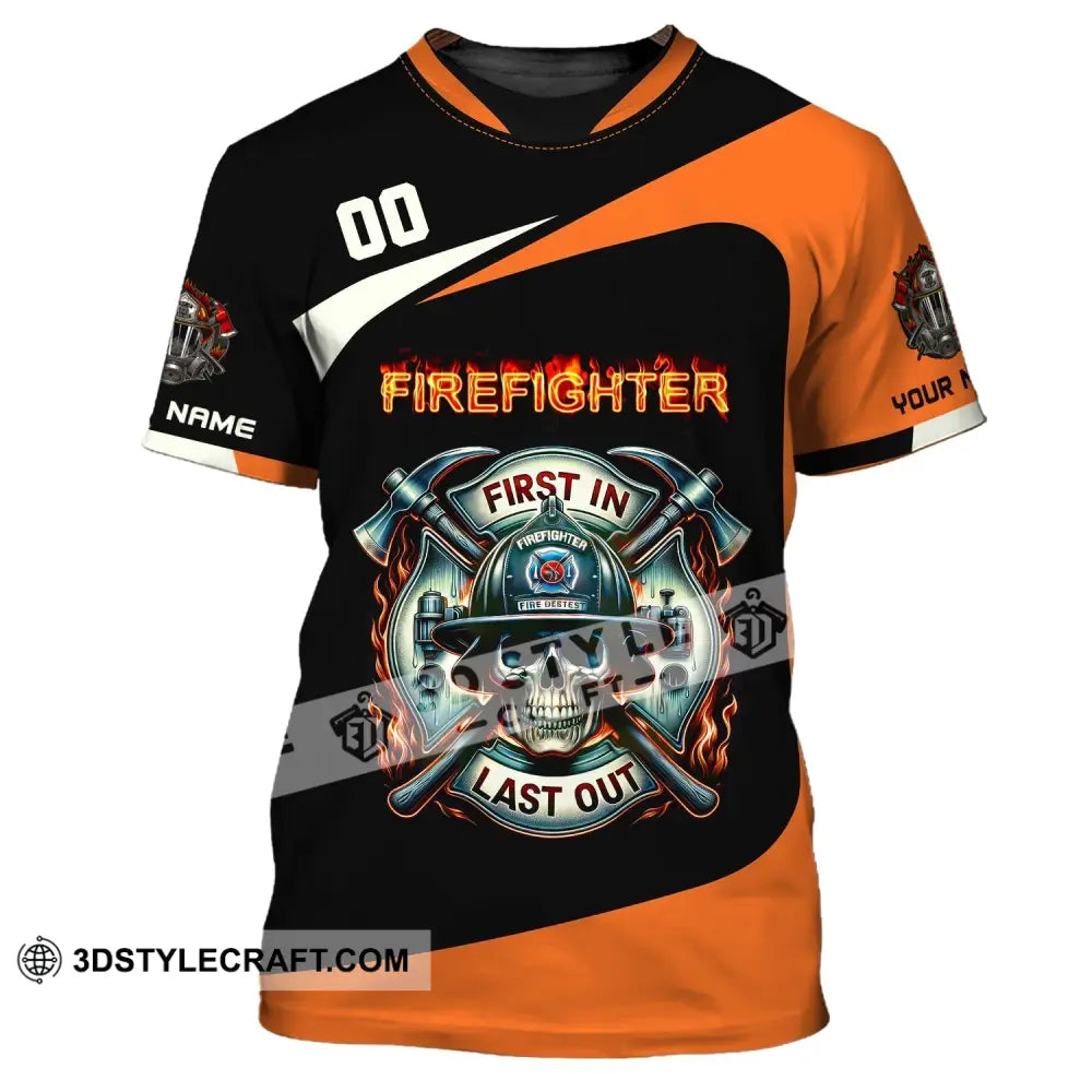 Unisex Shirt Custom Name Fire Fighter T-Shirt For Firefighter T-Shirt Polo / S