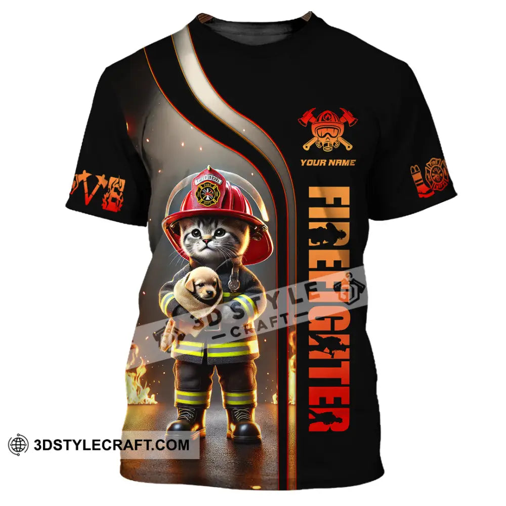 Unisex Shirt Custom Name Firefighter T-Shirt Hoodie Long Sleeve / S T-Shirt