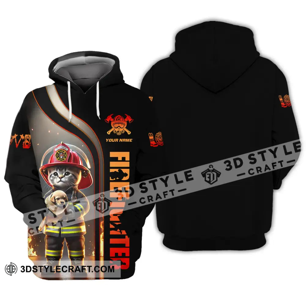 Unisex Shirt Custom Name Firefighter T-Shirt Hoodie Long Sleeve / S T-Shirt