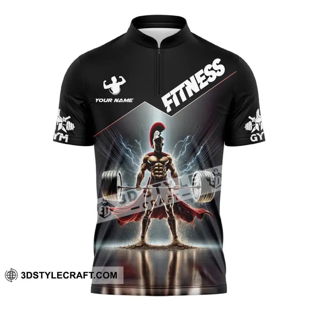 Unisex Shirt Custom Name Fitness Work Out Long Sleeve Gym Zipper Polo / S T-Shirt