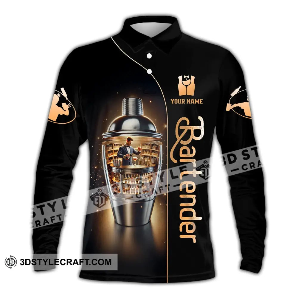 Unisex Shirt Custom Name For Bartender T-Shirt Hoodie Long Sleeve Polo / S T-Shirt