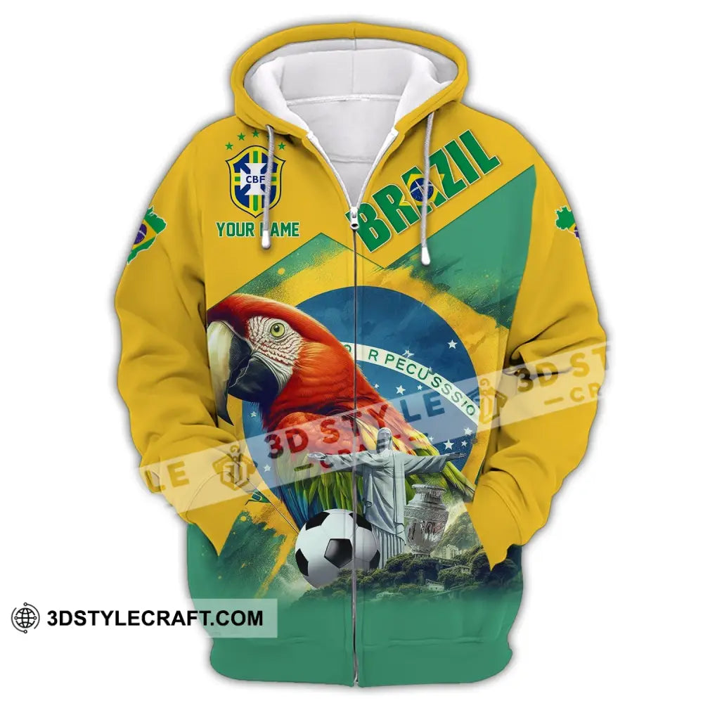 Unisex Shirt Custom Name For Brazil Hoodie Polo Long Sleeve Zipper / S T-Shirt