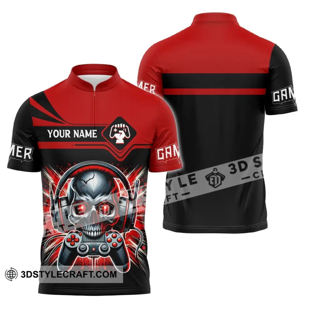 Unisex Shirt Custom Name Gamer Polo Gaming Club T-Shirt Zipper / S