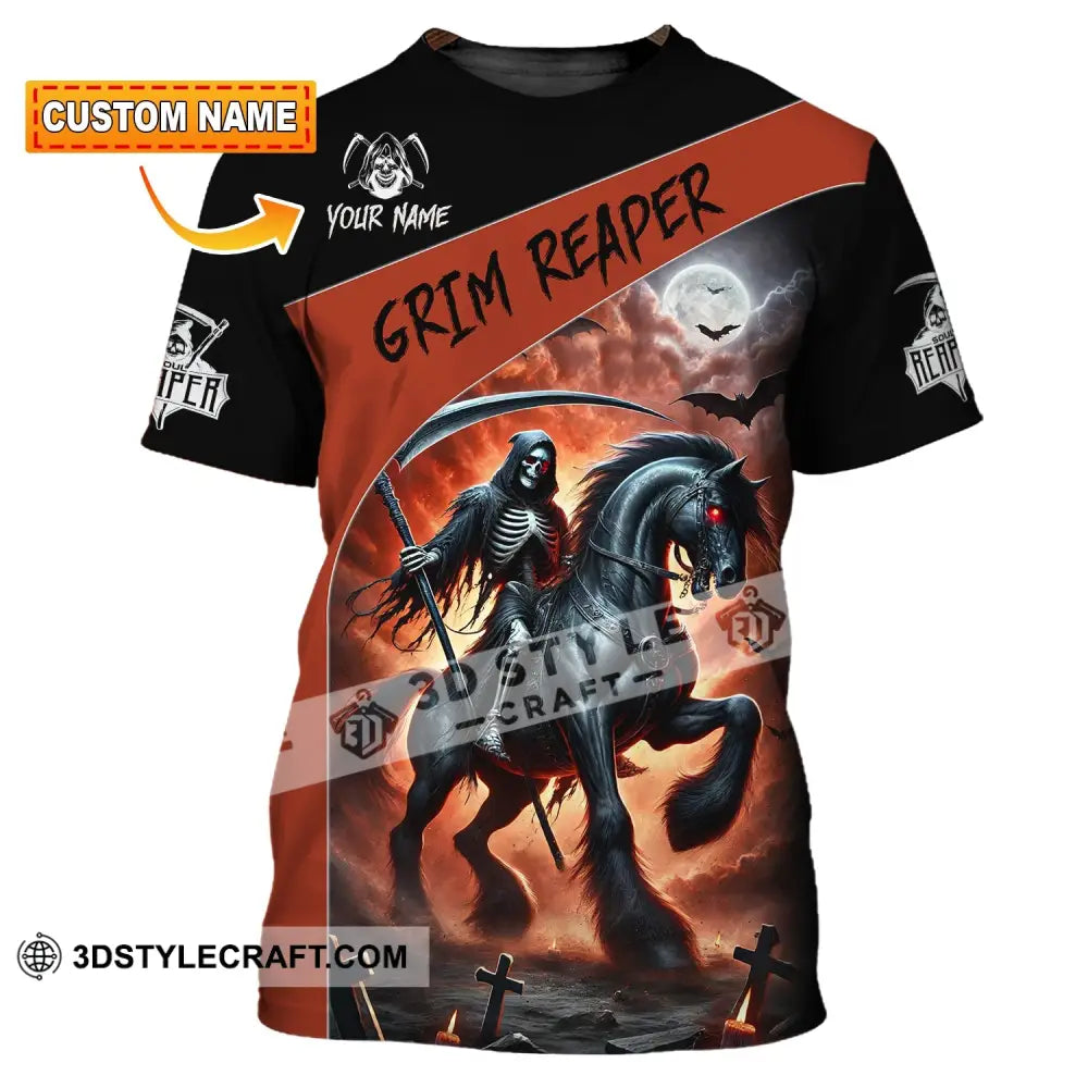 Unisex Shirt Custom Name Grim Reaper T-Shirt T-Shirt