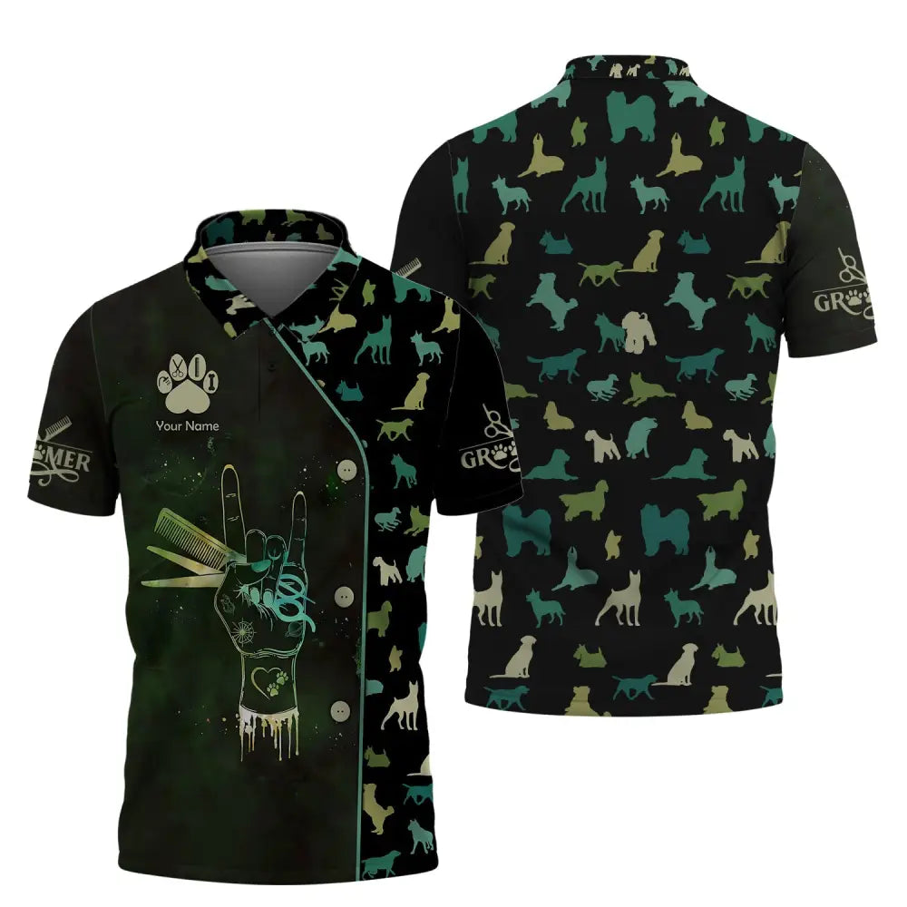 Unisex Shirt Custom Name Groomer Pet Grooming T-Shirt Hoodie Polo / S