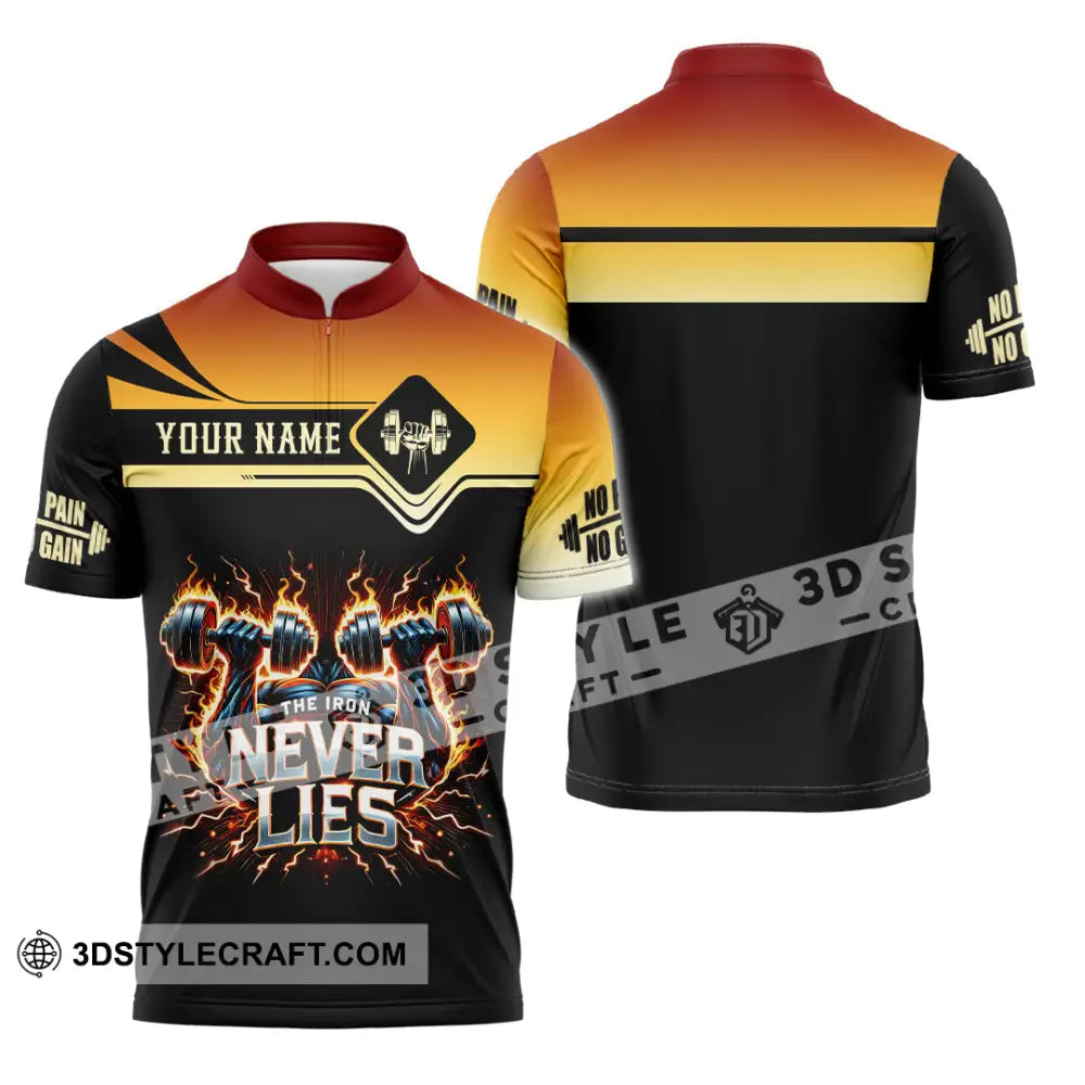 Unisex Shirt Custom Name Gym Work Out Long Sleeve Weight Lifting Zipper Polo / S T-Shirt