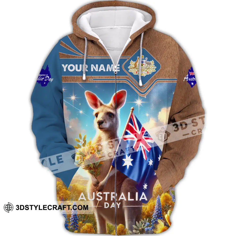 Unisex Shirt Custom Name Happy Australia Day Lover Gift Zipper Hoodie / S T-Shirt