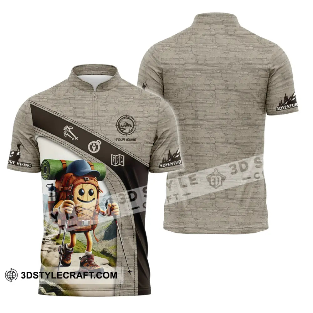 Unisex Shirt Custom Name Hiking Lover Gift Zipper Polo / S T-Shirt