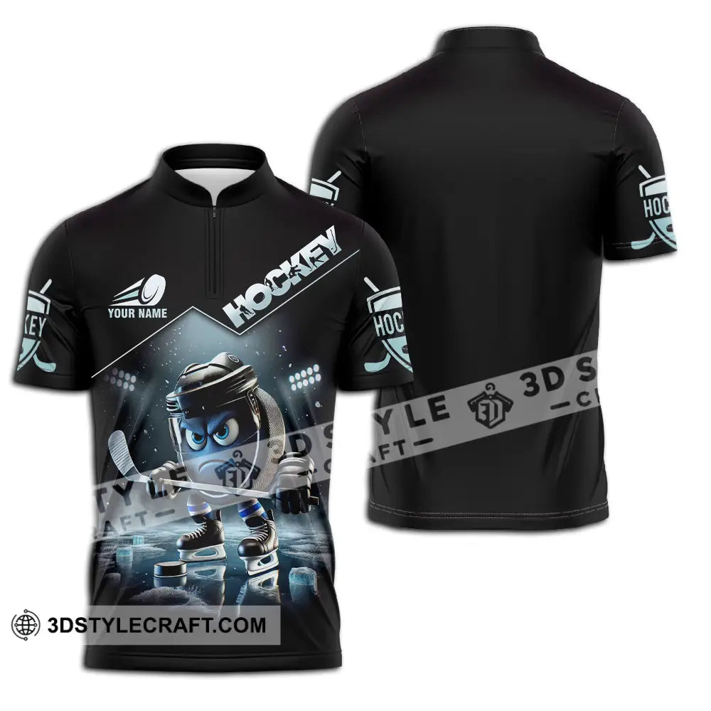 Unisex Shirt - Custom Name Hockey Zipper Polo / S T-Shirt