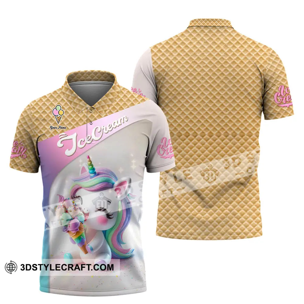 Unisex Shirt Custom Name Ice Cream Lover T-Shirt Polo / S T-Shirt
