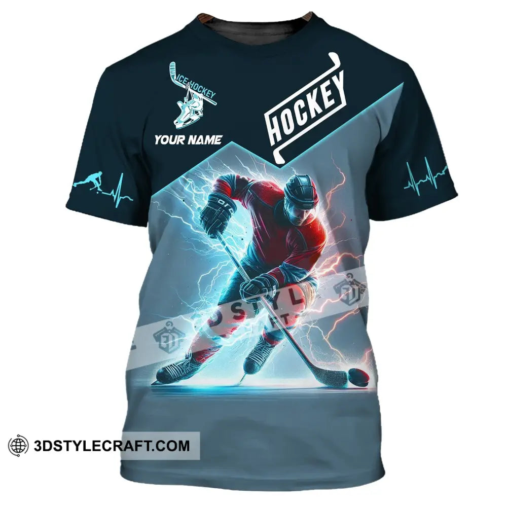 Unisex Shirt Custom Name Ice Hockey Love T-Shirt / S T-Shirt