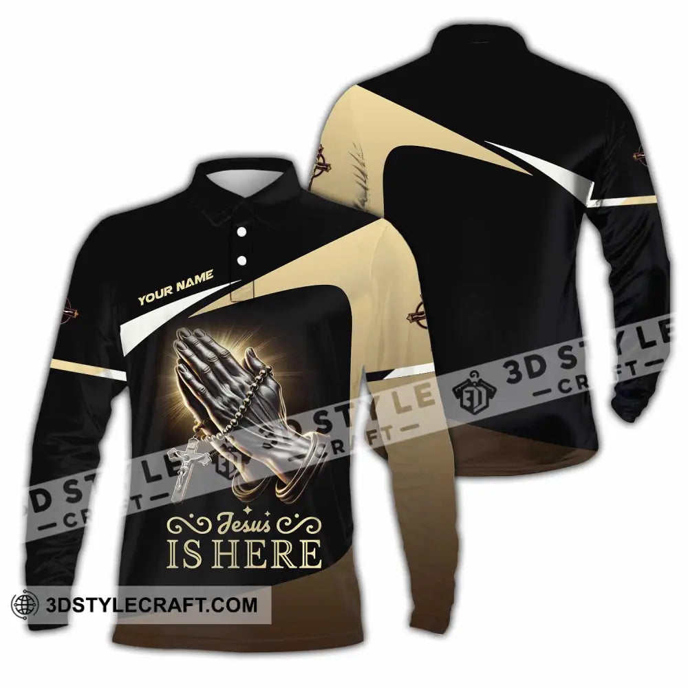 Unisex Shirt Custom Name Jesus Love T-Shirt Long Sleeve Polo / S T-Shirt