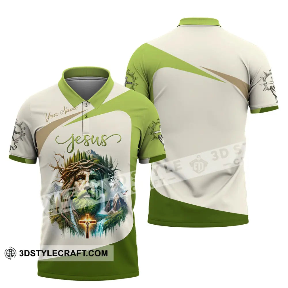 Unisex Shirt Custom Name Jesus Polo Long Sleeve Christian Gift / S T-Shirt
