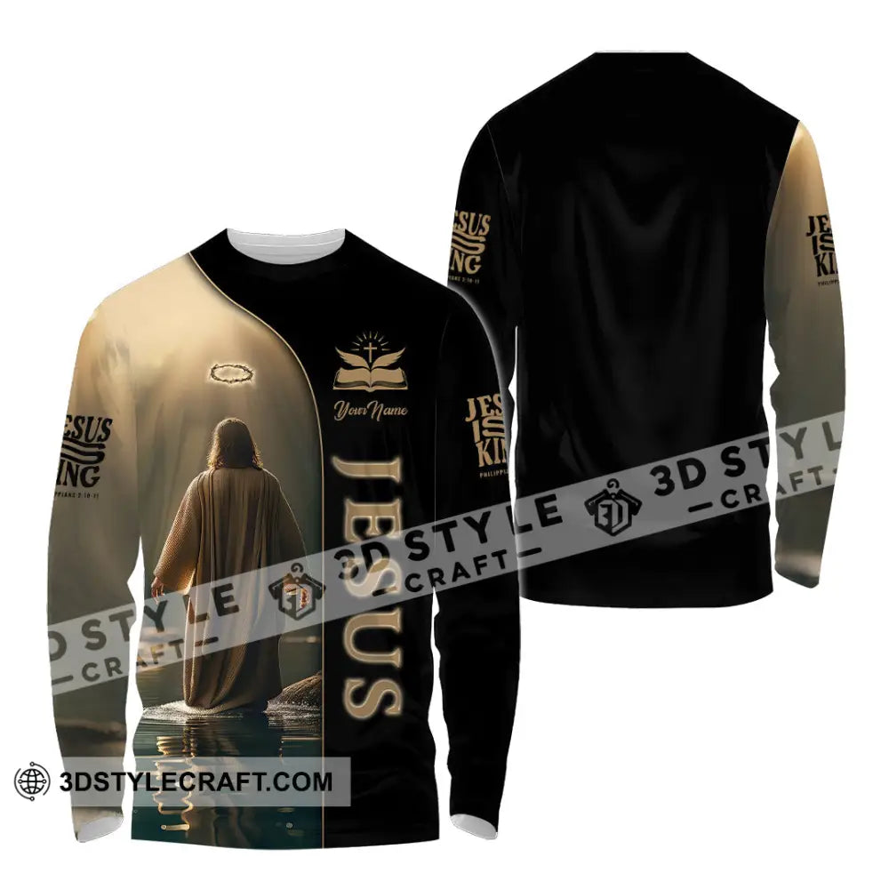 Unisex Shirt Custom Name Jesus Polo Long Sleeve Christian Gift / S T-Shirt