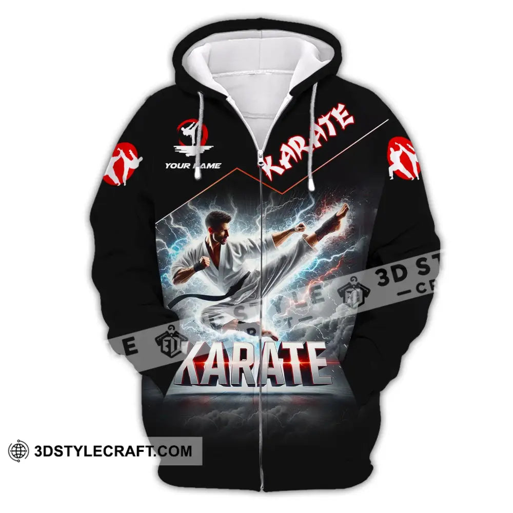 Unisex Shirt - Custom Name Karate Zipper Hoodie / S T-Shirt