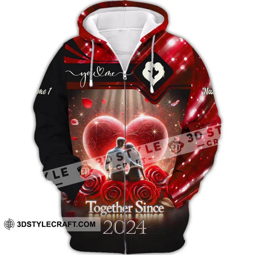 Unisex Shirt Custom Name Lover Couple Polo Long Sleeve Gift Zipper Hoodie / S T-Shirt