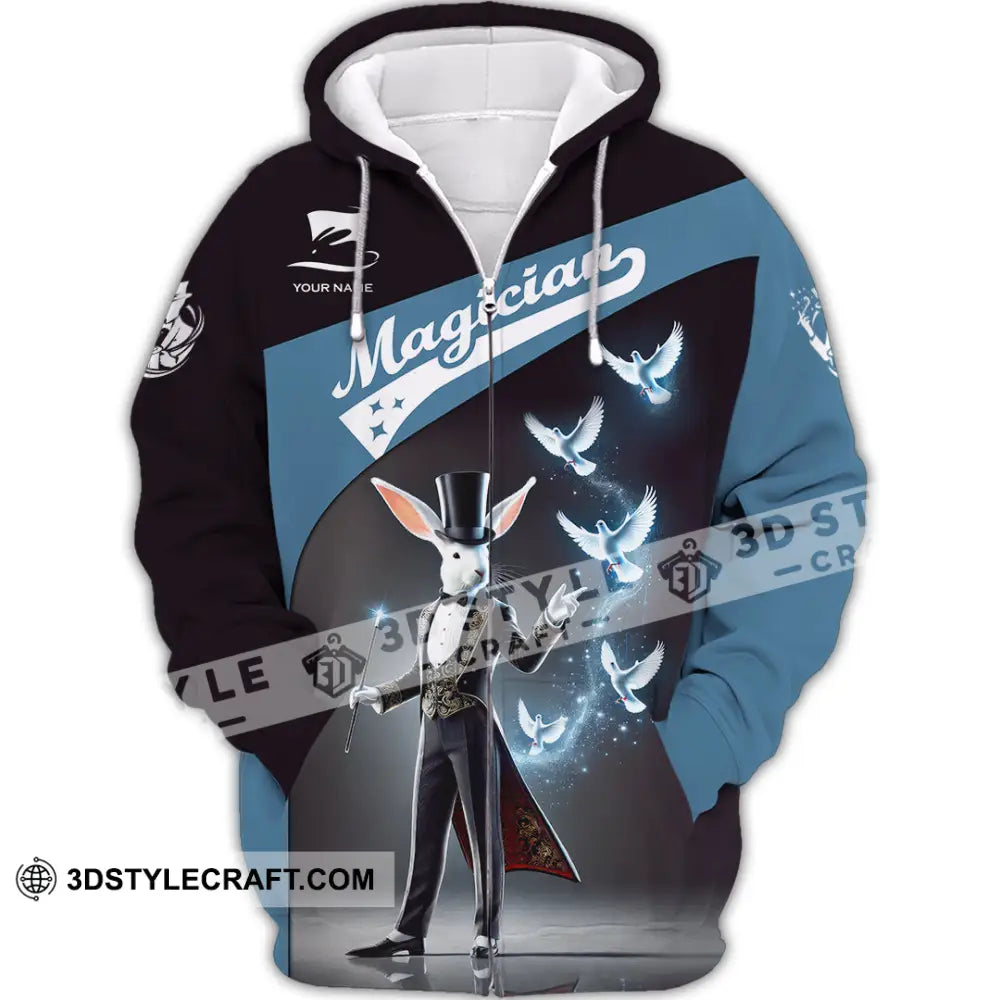 Unisex Shirt Custom Name Magician Long Sleeve Polo Zipper Hoodie / S T-Shirt