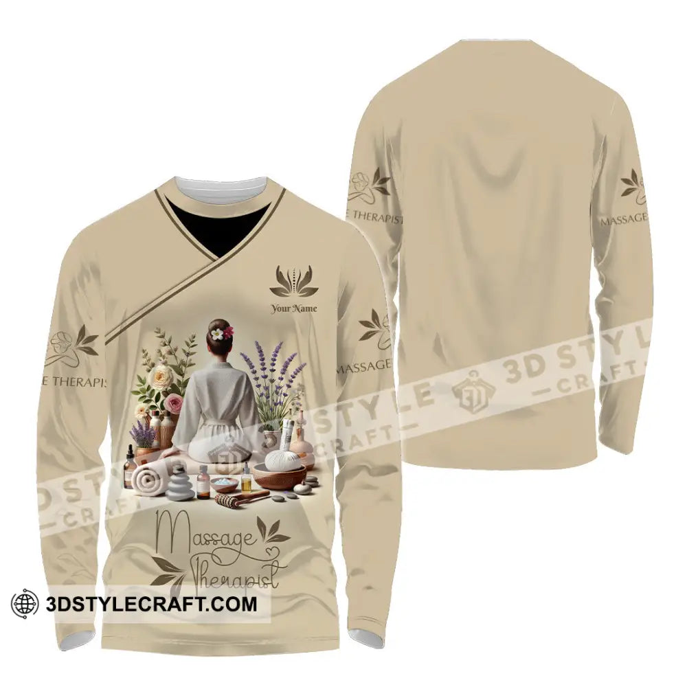 Unisex Shirt Custom Name Massage Therapist Polo Long Sleeve / S T-Shirt