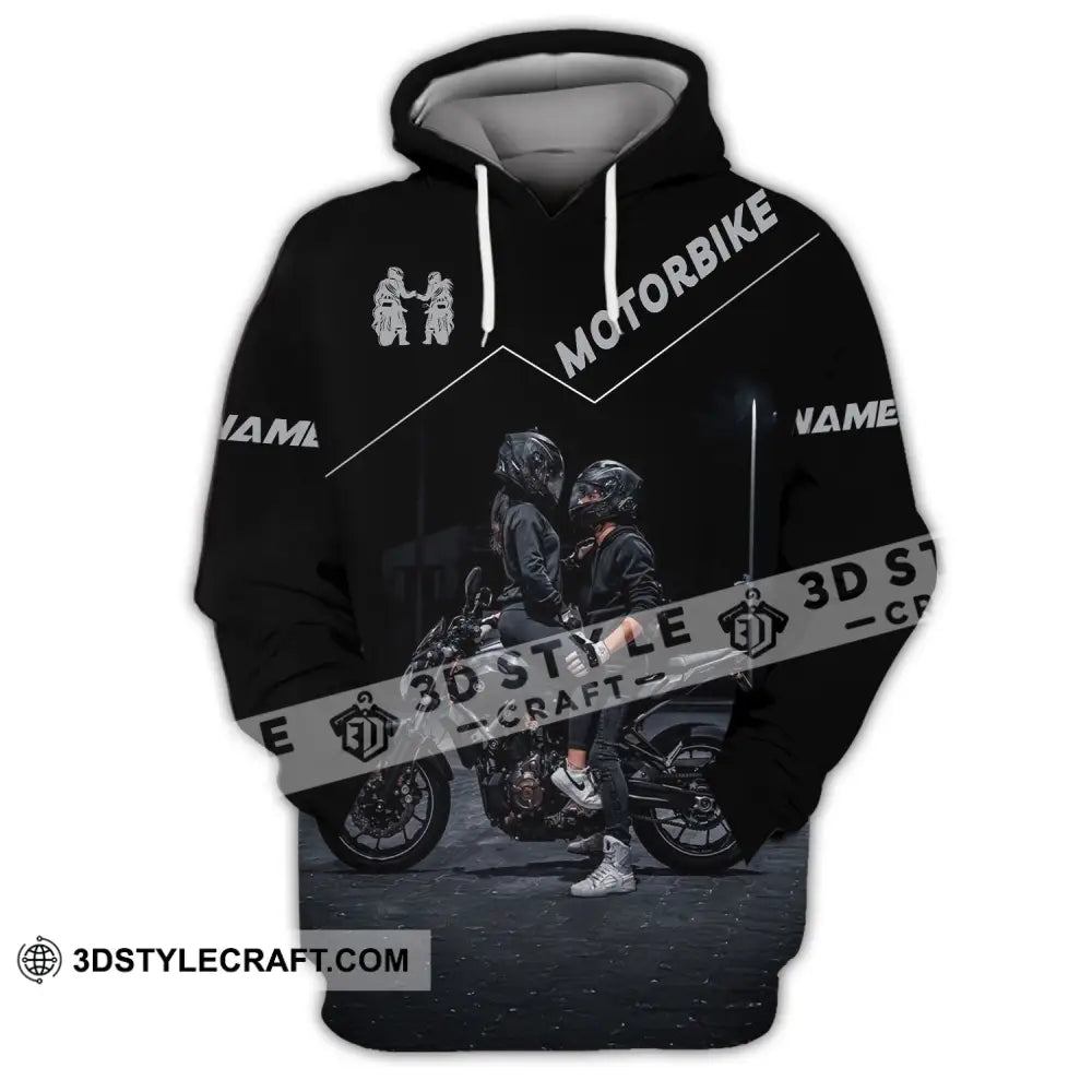Unisex Shirt Custom Name Motorbike Couple Love T-Shirt Hoodie / S T-Shirt