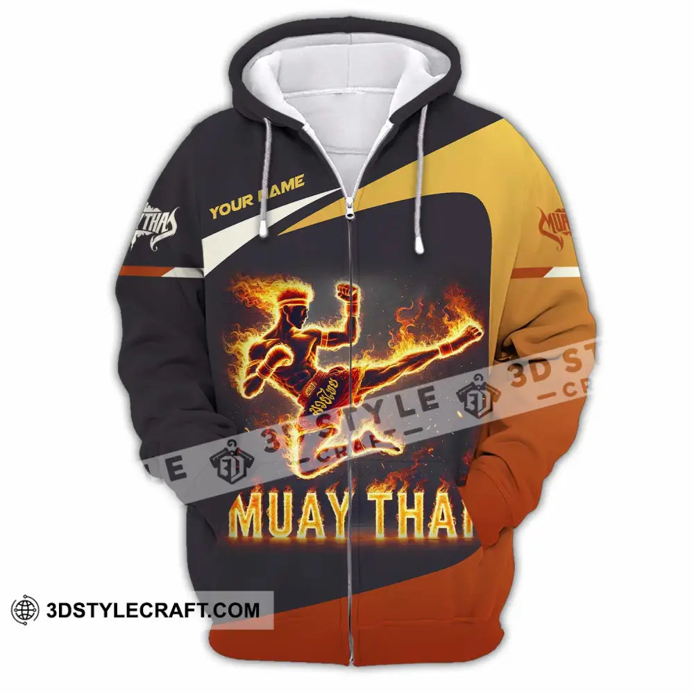 Unisex Shirt Custom Name Muay Thai Polo Long Sleeve Zipper Hoodie / S T-Shirt