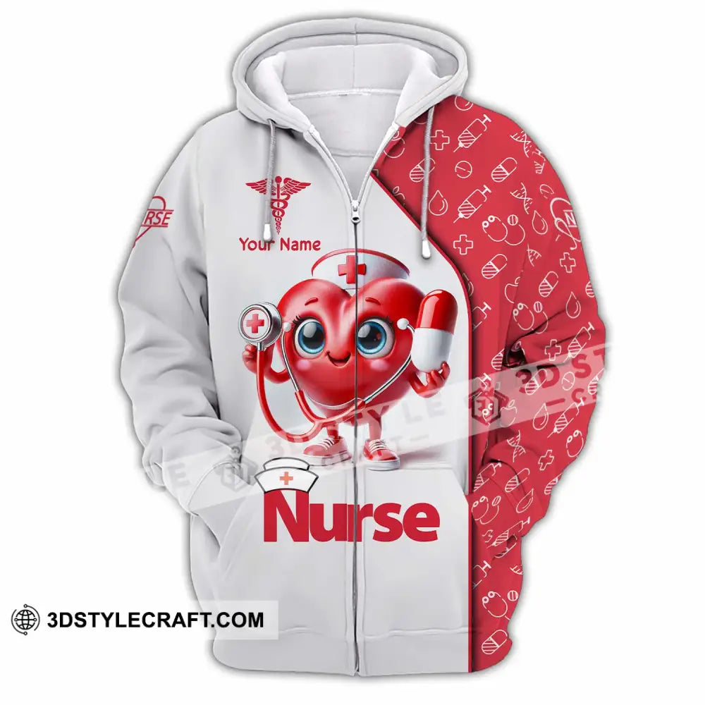 Unisex Shirt Custom Name Nurse T-Shirt Zipper Hoodie / S T-Shirt