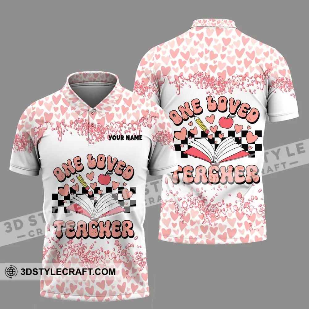 Unisex Shirt - Custom Name One Loved Teacher Polo / S T-Shirt