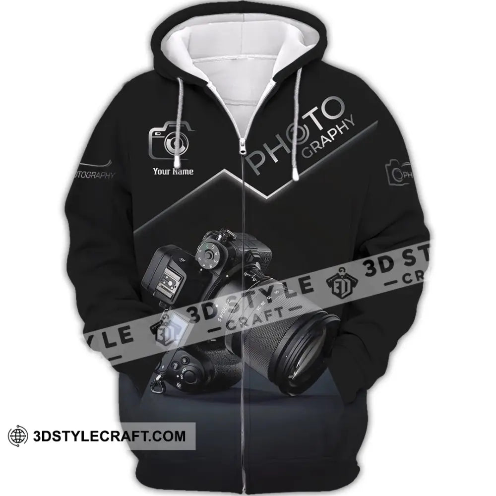Unisex Shirt Custom Name Photographer Long Sleeve Gift Zipper Hoodie / S T-Shirt