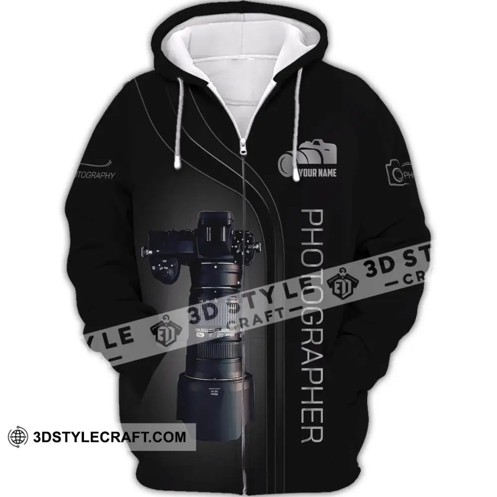 Unisex Shirt Custom Name Photographer Long Sleeve Gift Zipper Hoodie / S T-Shirt
