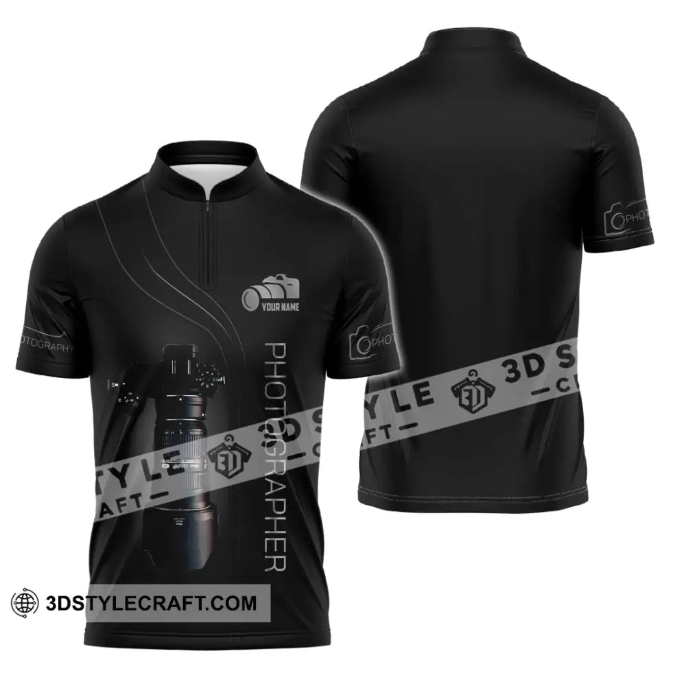 Unisex Shirt Custom Name Photographer Long Sleeve Gift Zipper Polo / S T-Shirt