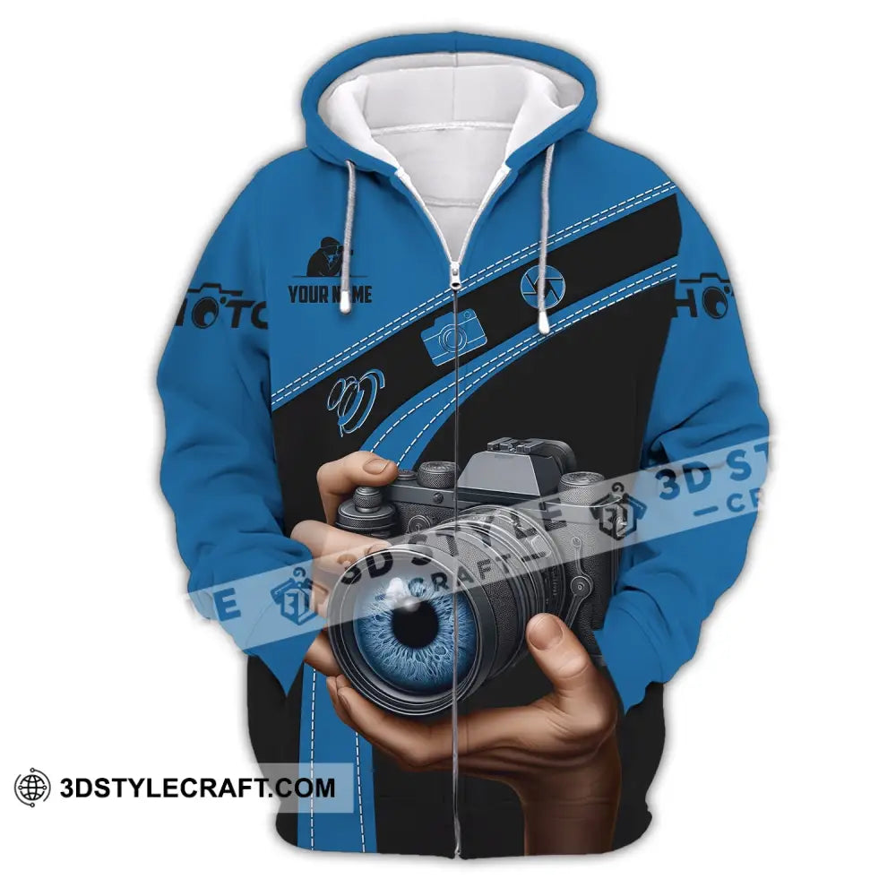 Unisex Shirt Custom Name Photographer Polo Long Sleeve Zipper Hoodie / S T-Shirt