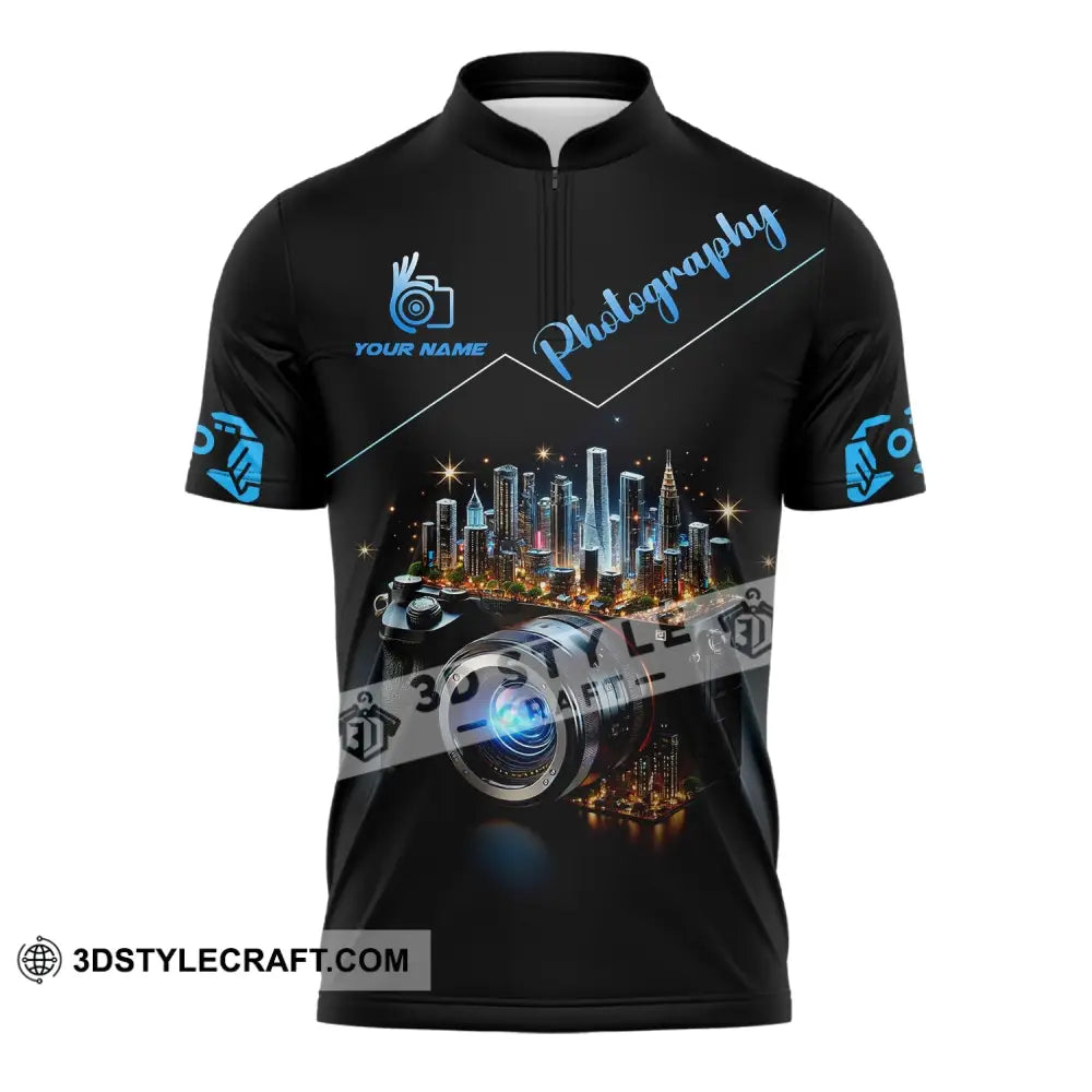 Unisex Shirt Custom Name Photographer Polo Long Sleeve Zipper / S T-Shirt
