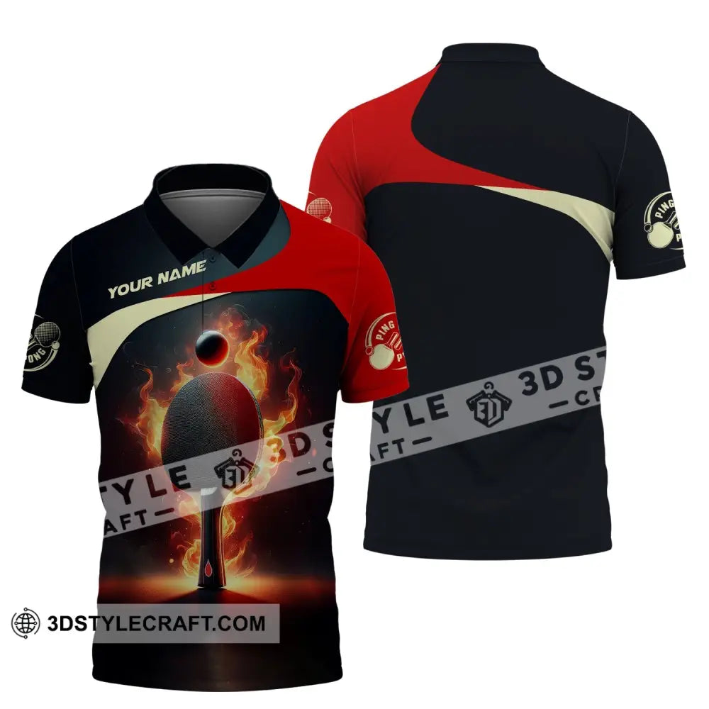 Unisex Shirt Custom Name Ping Pong T-Shirt Club Clothing Gifts For Players Polo / S