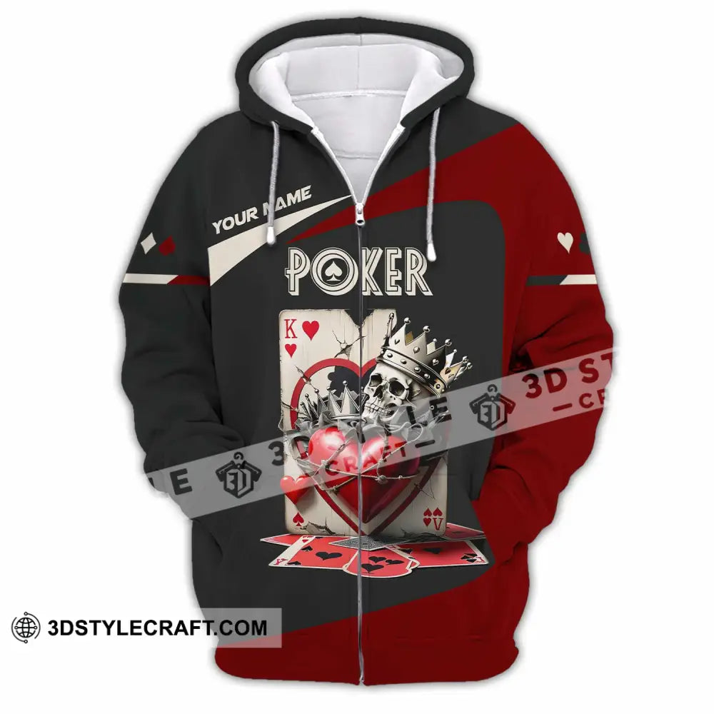 Unisex Shirt Custom Name Poker Hoodie Polo Long Sleeve Zipper / S T-Shirt