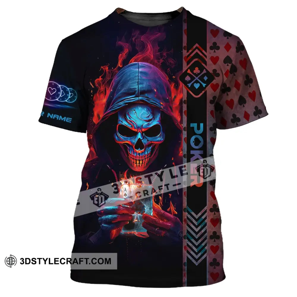 Unisex Shirt Custom Name Poker Skull T-Shirt Hoodie Gift / S