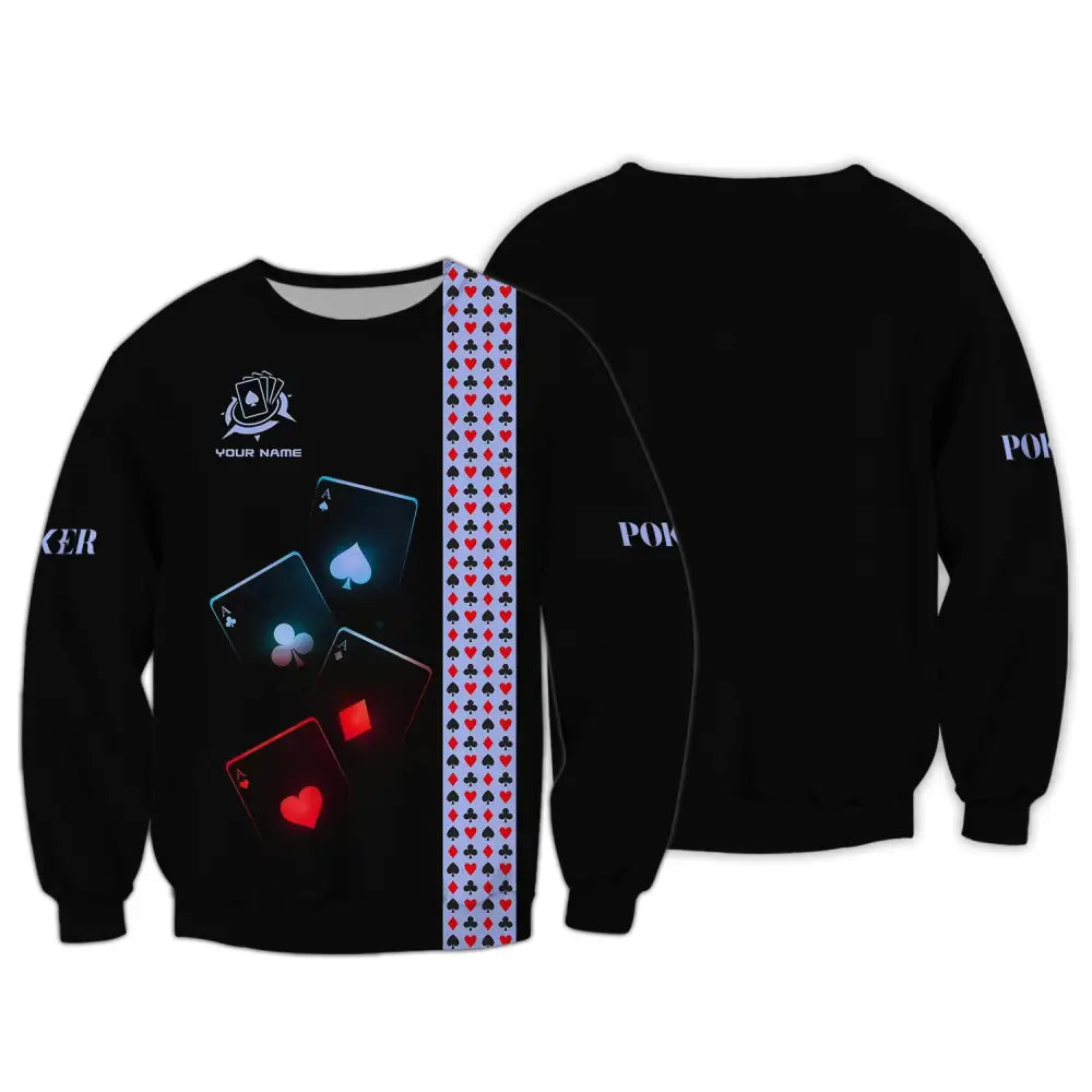 Unisex Shirt Custom Name Poker T-Shirt Polo Casino Long Sleeve / S