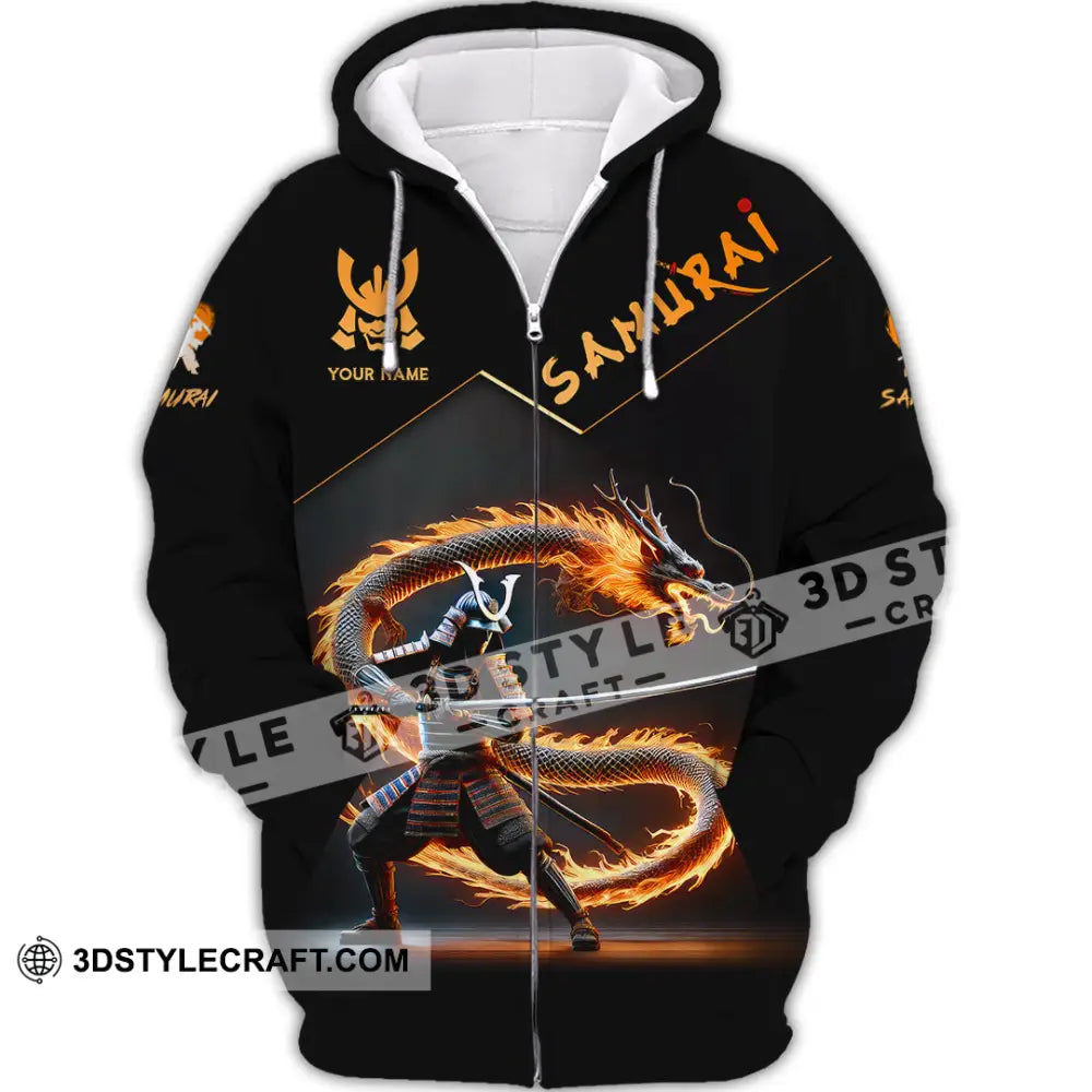 Unisex Shirt Custom Name Samurai Japanese T-Shirt Lover Gift Zipper Hoodie / S T-Shirt