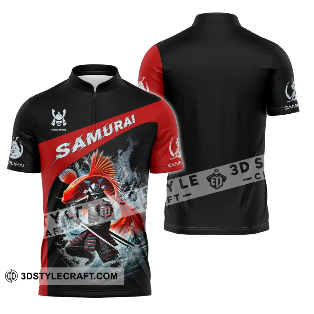 Unisex Shirt Custom Name Samurai Japanese T-Shirt Lover Gift Zipper Polo / S T-Shirt