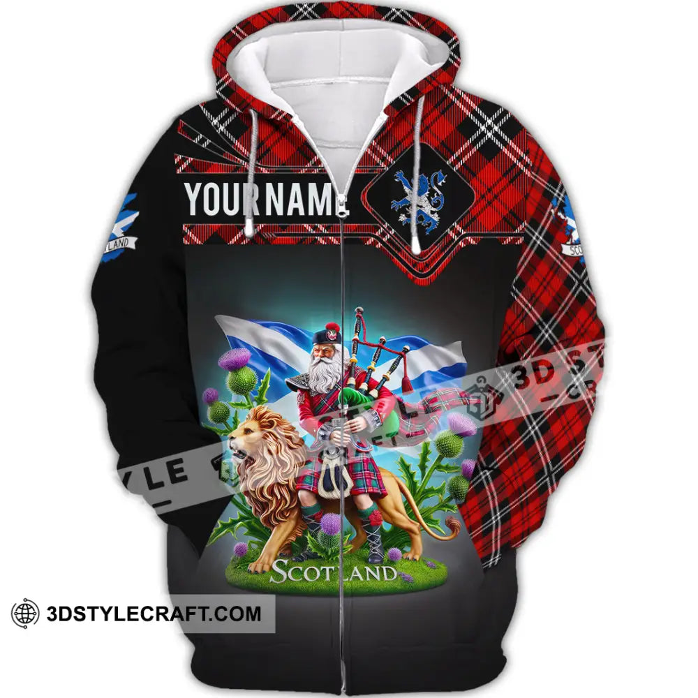 Unisex Shirt Custom Name Scotland Christmas Gift For Scottish Zipper Hoodie / S T-Shirt