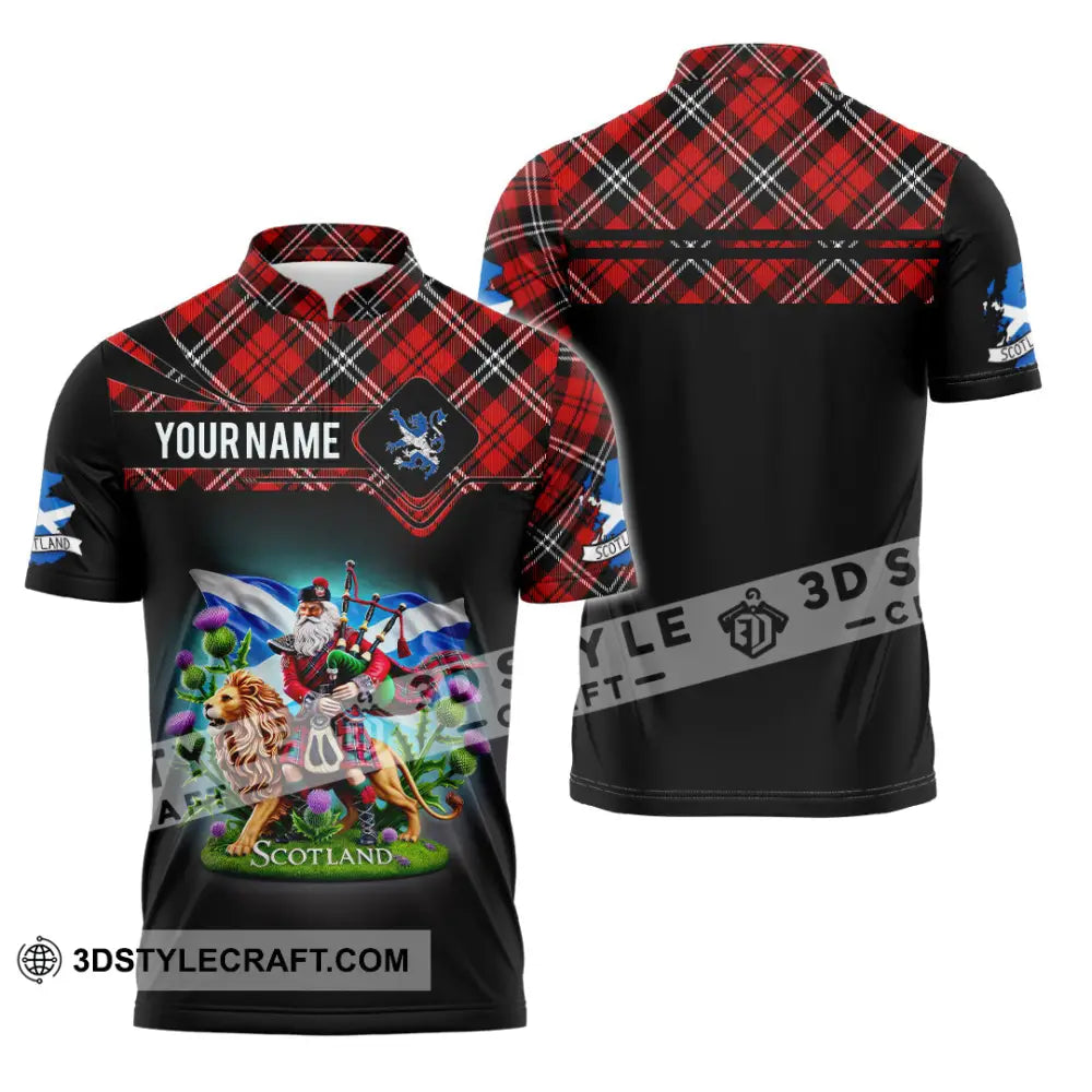 Unisex Shirt Custom Name Scotland Christmas Gift For Scottish Zipper Polo / S T-Shirt
