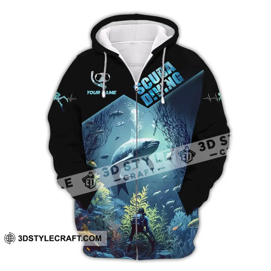 Unisex Shirt Custom Name Scuba Diving Apparel For Lovers Zipper Hoodie / S T-Shirt