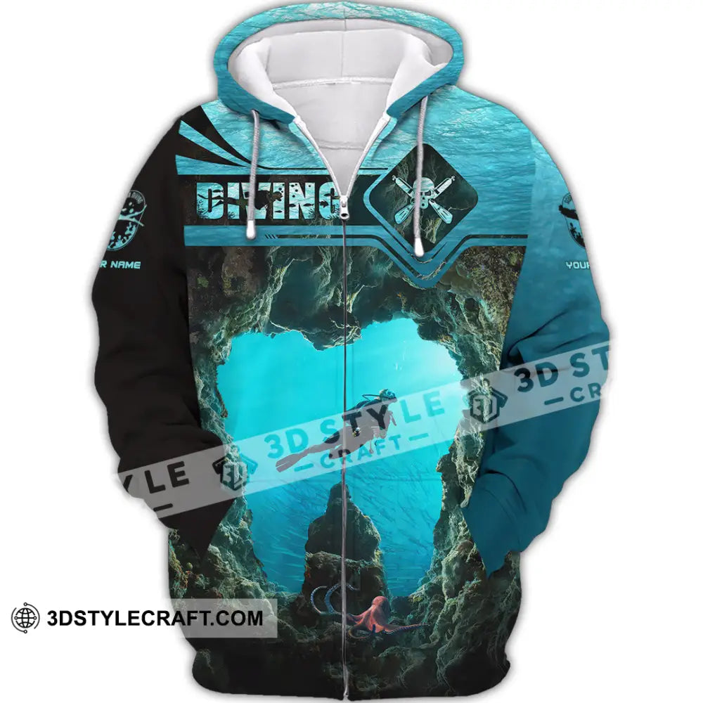 Unisex Shirt Custom Name Scuba Diving Gift For Lover Zipper Hoodie / S T-Shirt