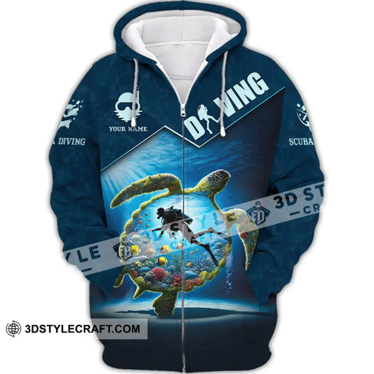 Unisex Shirt Custom Name Scuba Diving Gift Zipper Hoodie / S T-Shirt