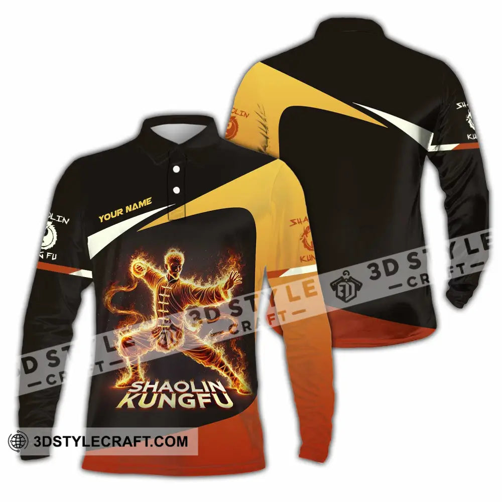Unisex Shirt Custom Name Shaolin Kungfu Polo Long Sleeve / S T-Shirt