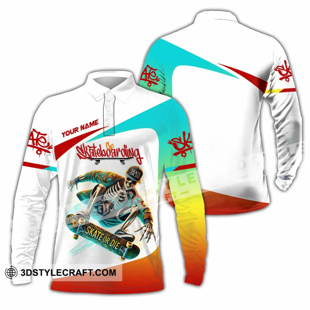 Unisex Shirt Custom Name Skateboarding Love Hoodie Polo Long Sleeve / S T-Shirt