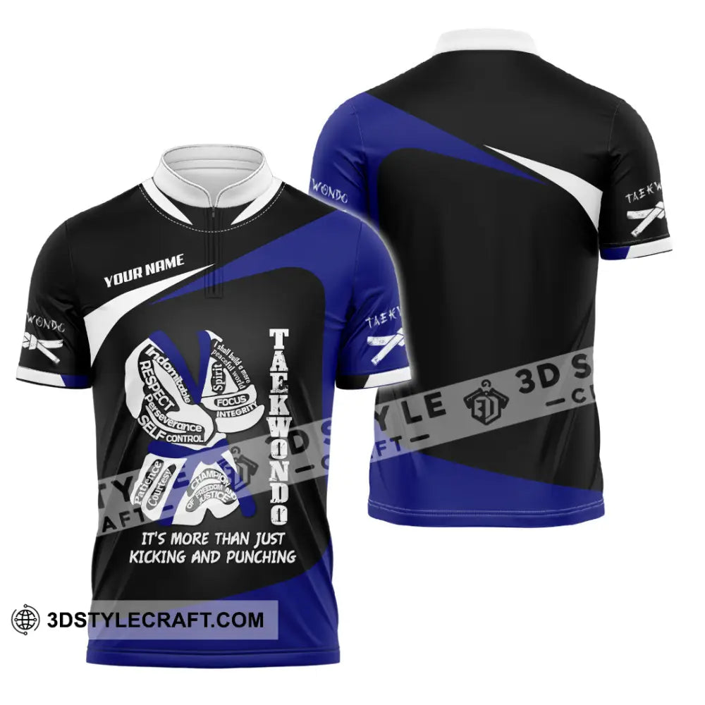 Unisex Shirt Custom Name Taekwondo Lover Gift Zipper Polo / S T-Shirt