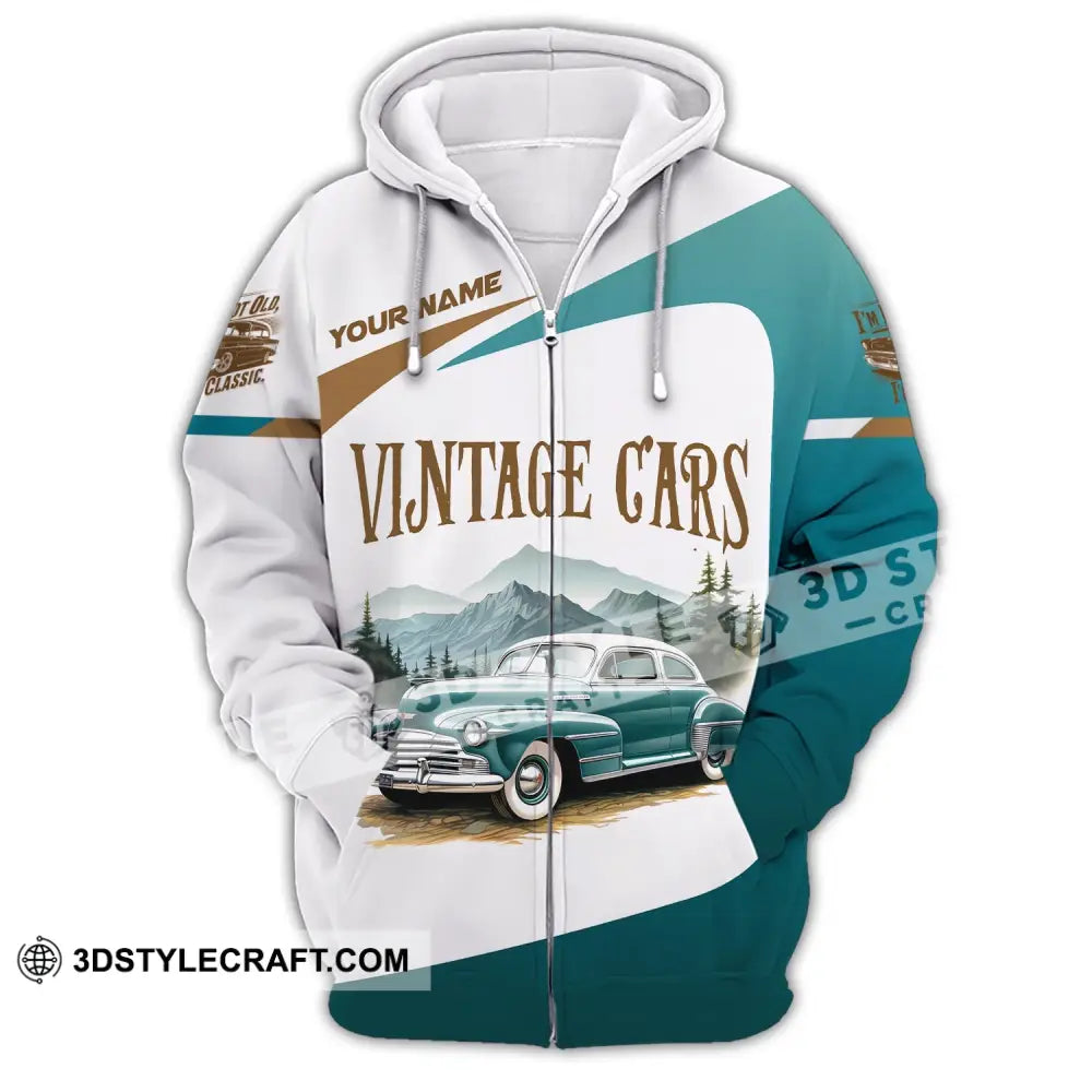 Unisex Shirt Custom Name Vintage Car Polo Long Sleeve Gift For Lover Zipper Hoodie / S T-Shirt