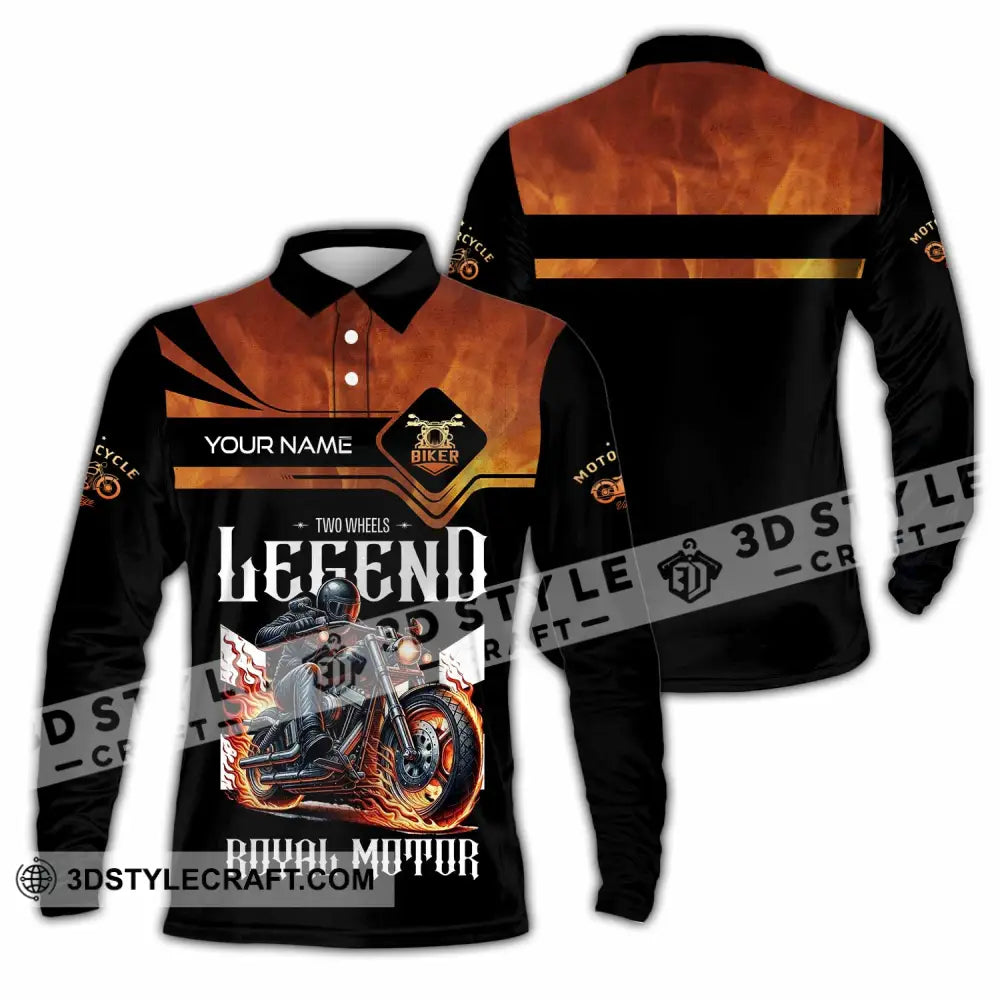 Unisex Shirt Custom Name Vintage Motorbike Love T-Shirt Long Sleeve Polo / S T-Shirt