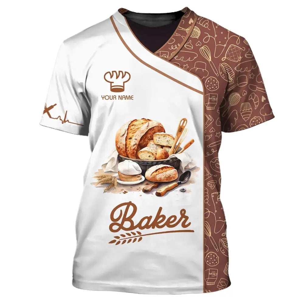 Unisex Shirt - Custom Name White Baker Making Bake T-Shirt / S T-Shirt